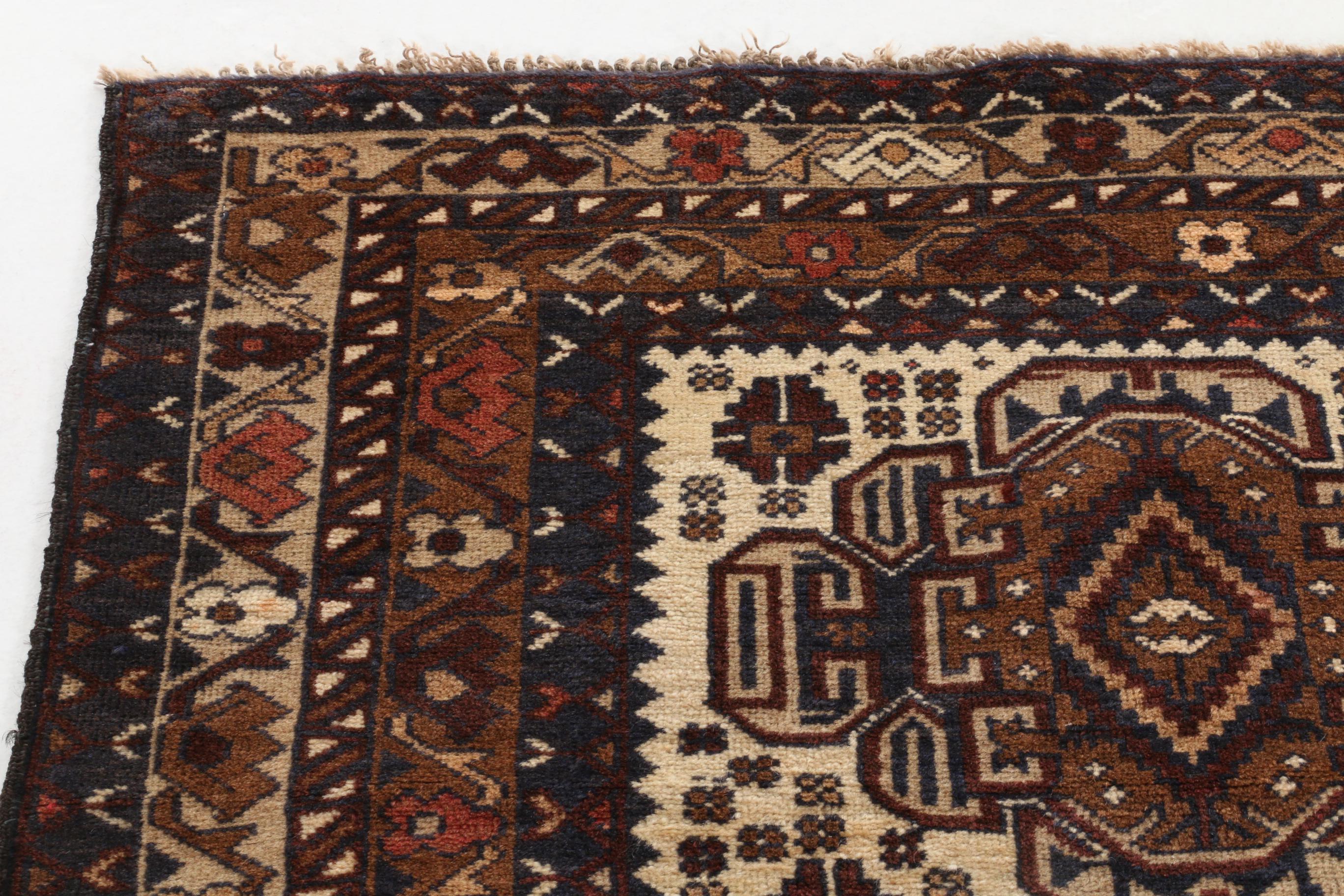 3'6 x 6'7 Hand-Knotted Pakistani Baluch Area Rug