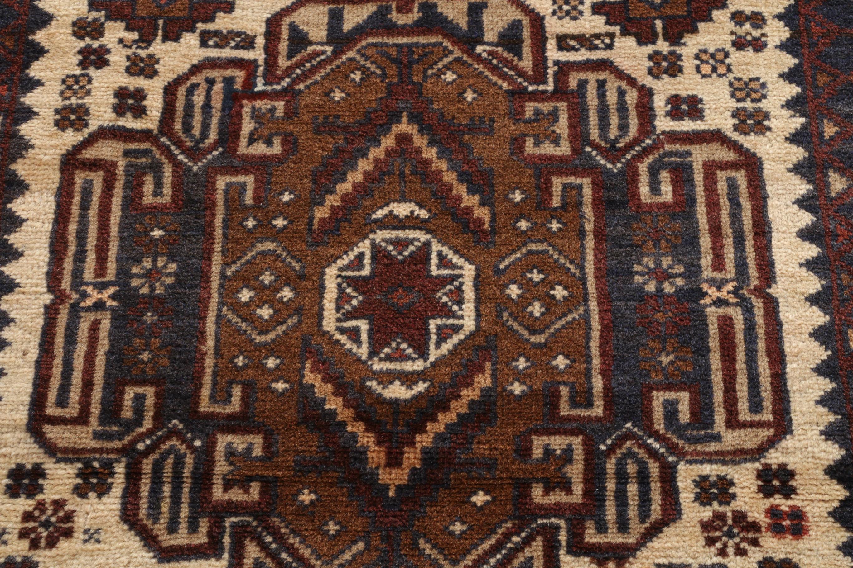 3'6 x 6'7 Hand-Knotted Pakistani Baluch Area Rug