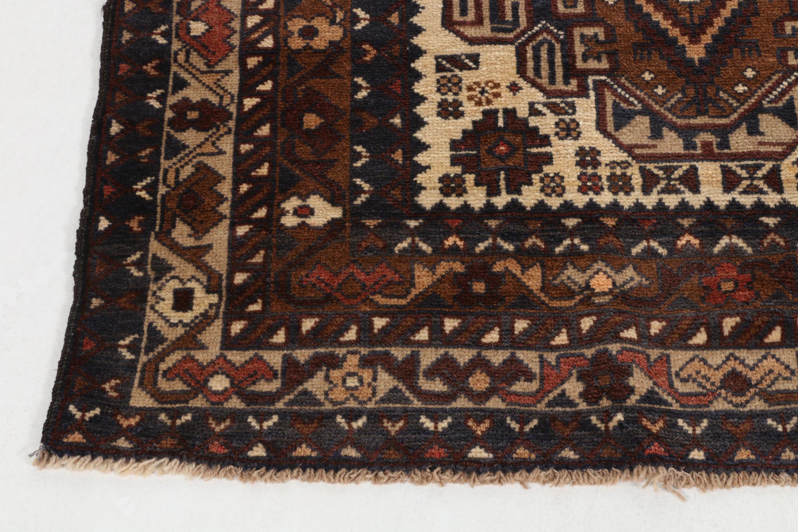 3'6 x 6'7 Hand-Knotted Pakistani Baluch Area Rug