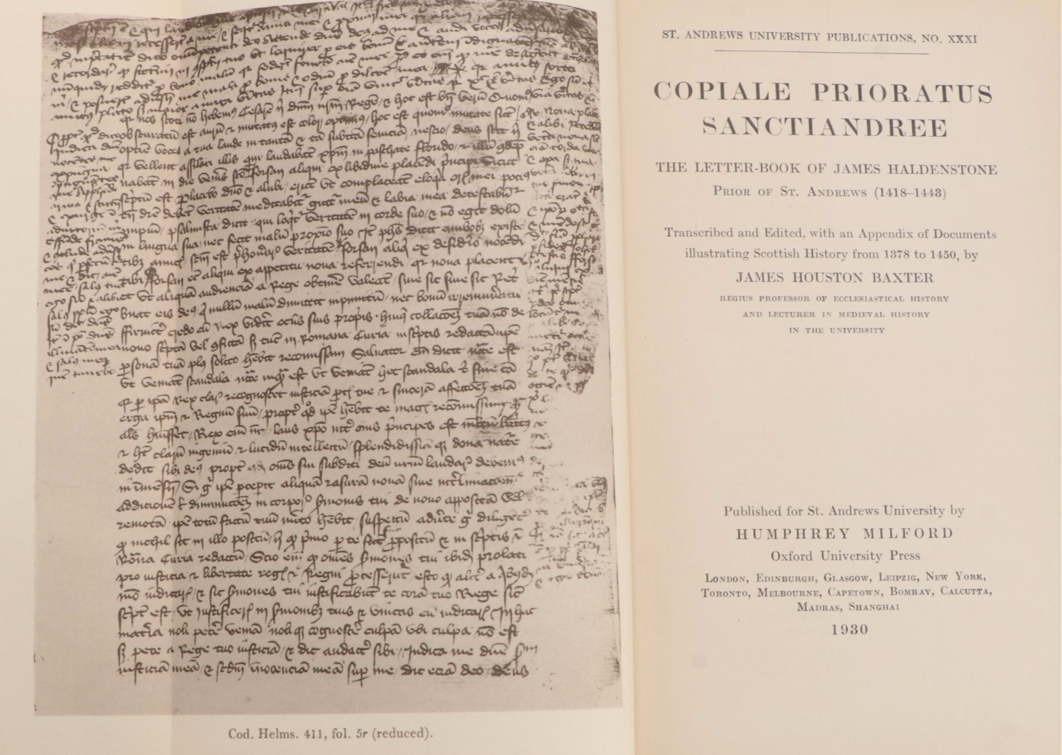 "Copiale Prioratus Sanctiandree" Edited by James Houston Baxter, 1930