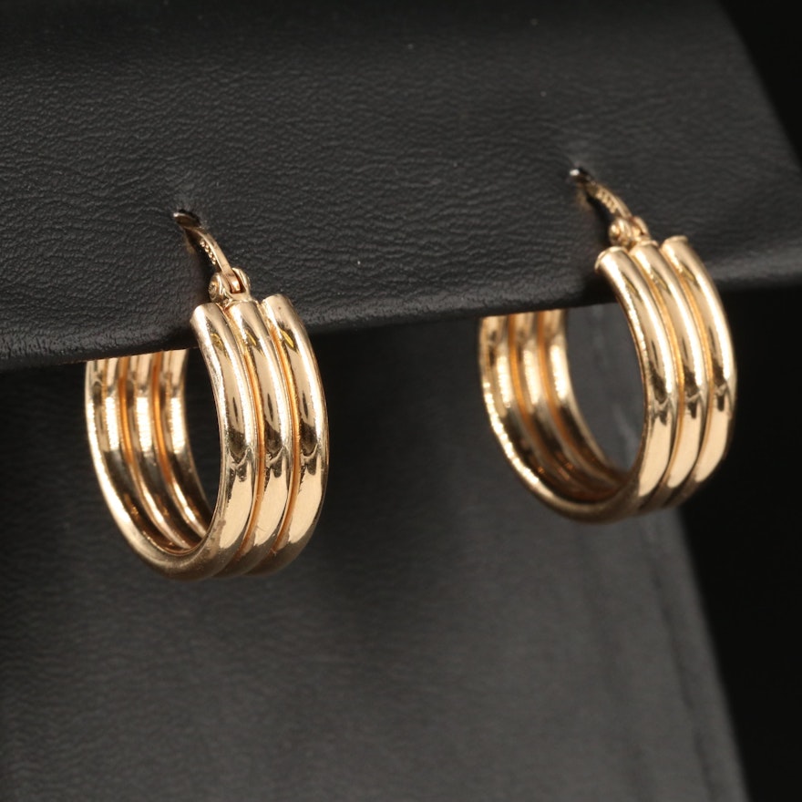 14K Stacked Triple Hoop Earrings