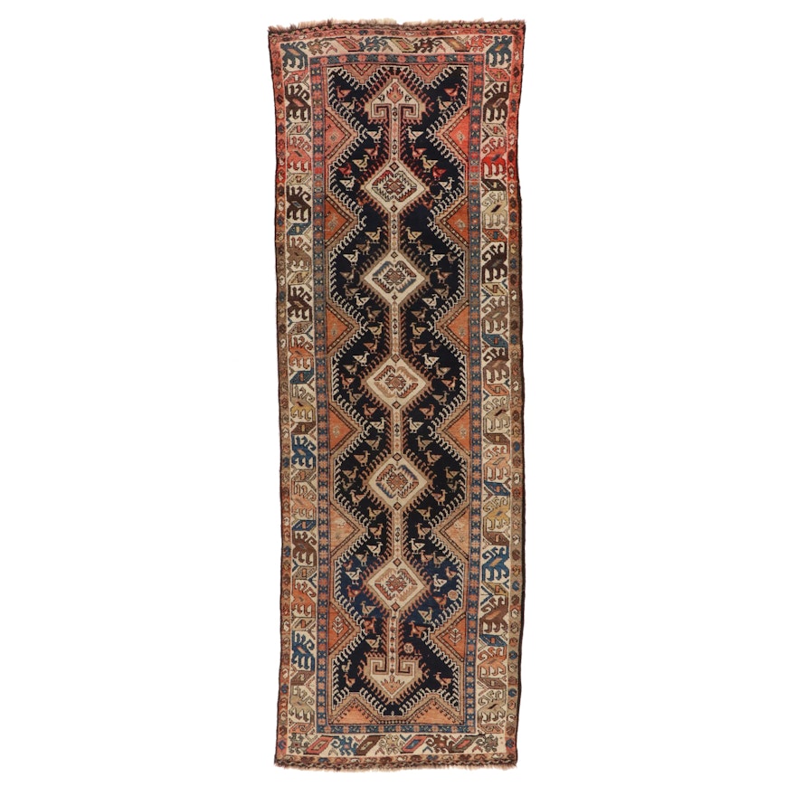 2'8 x 10'4 Hand-Knotted Persian Luri Wool Carpet Runner