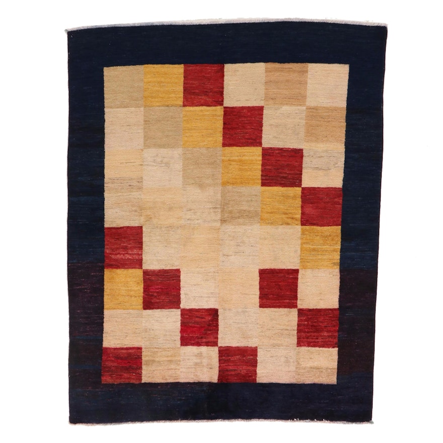 4'10 x 6'4 Hand-Knotted Afghan Gabbeh Wool Area Rug