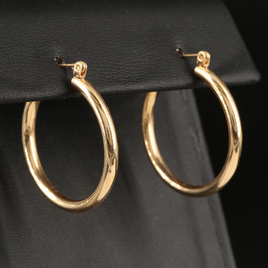 14K Cylindrical Hoop Earrings
