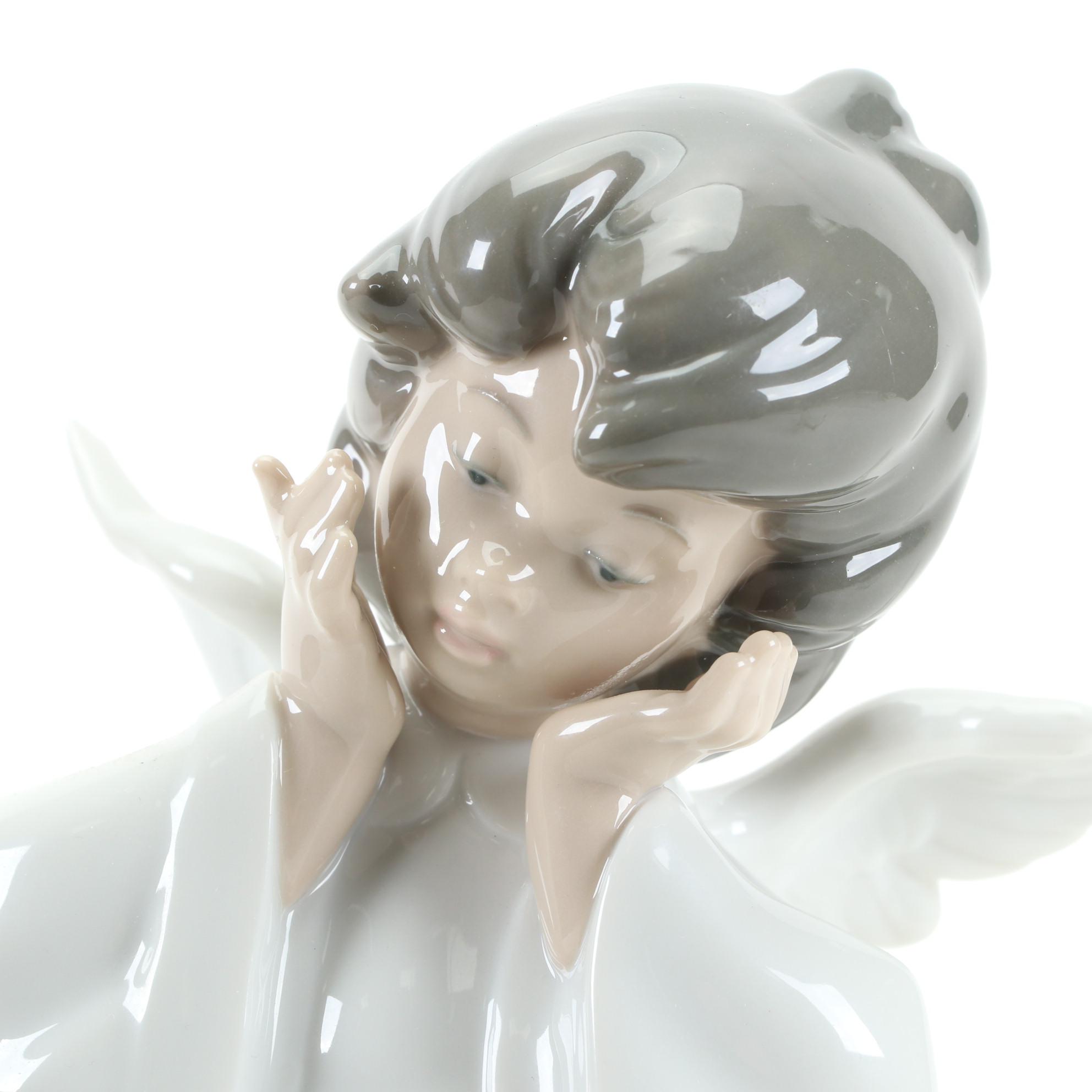 Lladró "Mime Angel" and "Angel Wondering" Figurines Designed by Salvador Debón