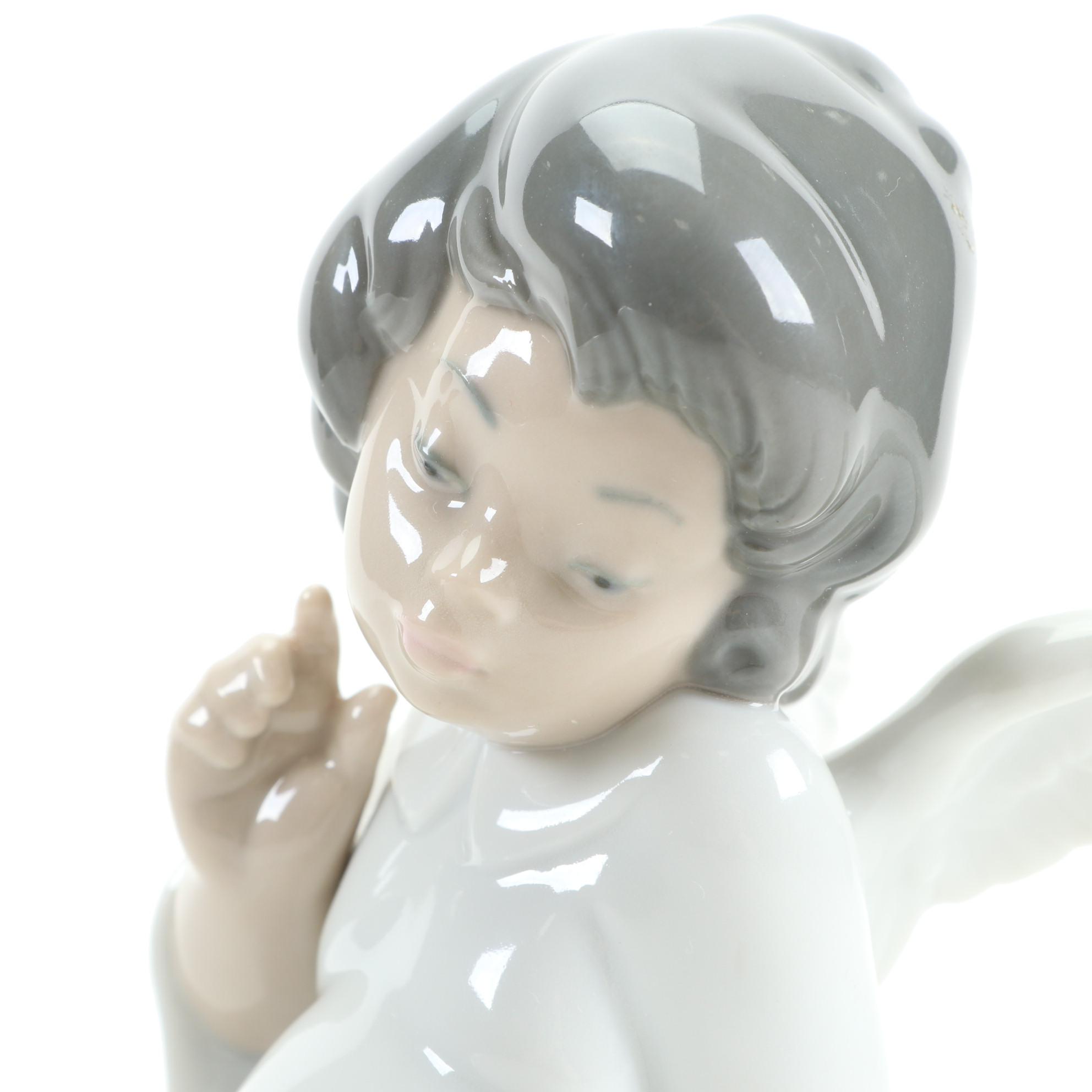 Lladró "Mime Angel" and "Angel Wondering" Figurines Designed by Salvador Debón