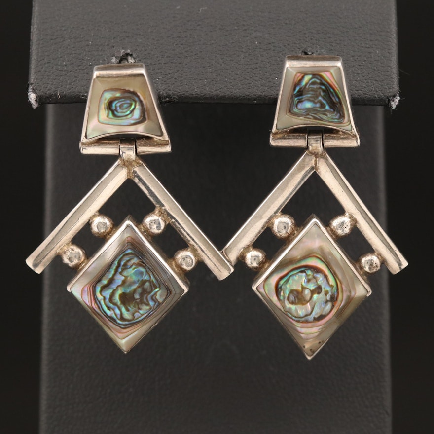 Mexican 950 Silver Abalone Earrings