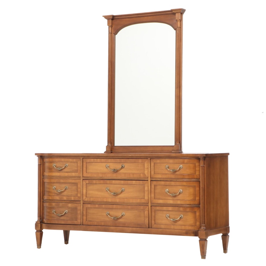 Century Furniture Empire Style Fruitwood-Stained Nine-Drawer Dresser
