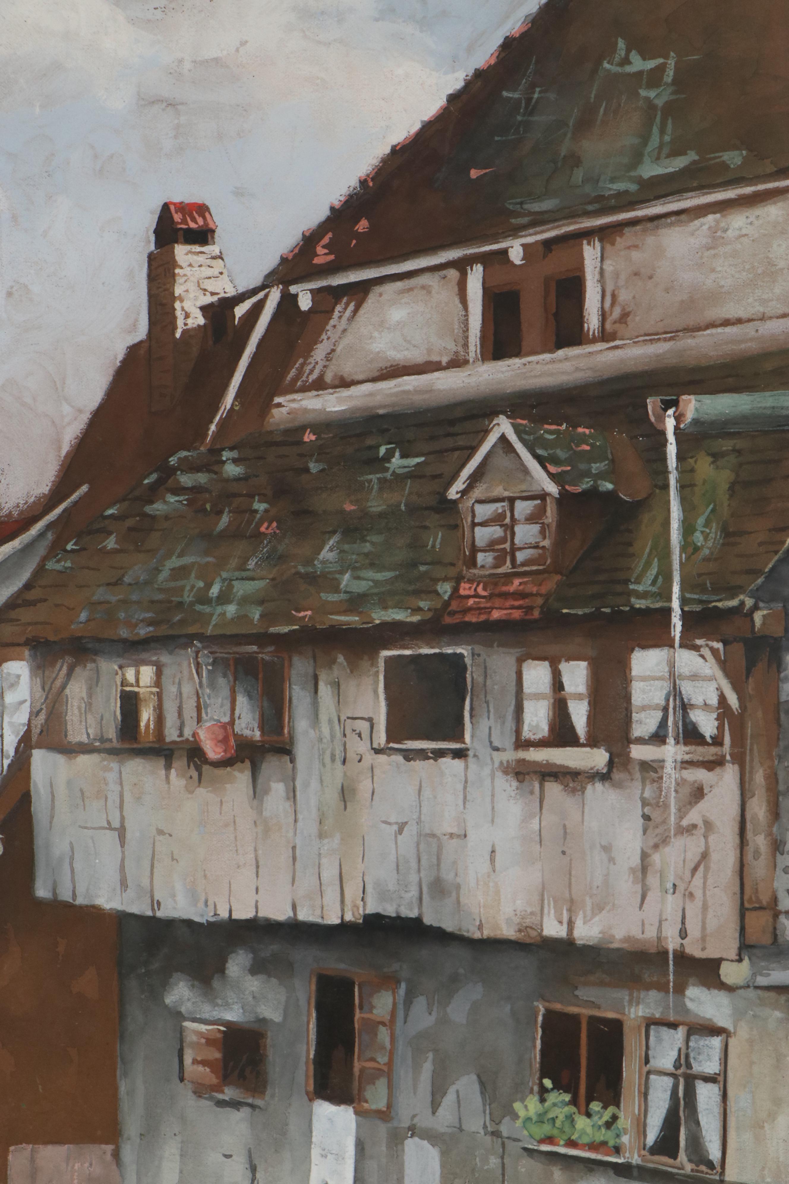 Gouache Painting of a Stilt House, 1923