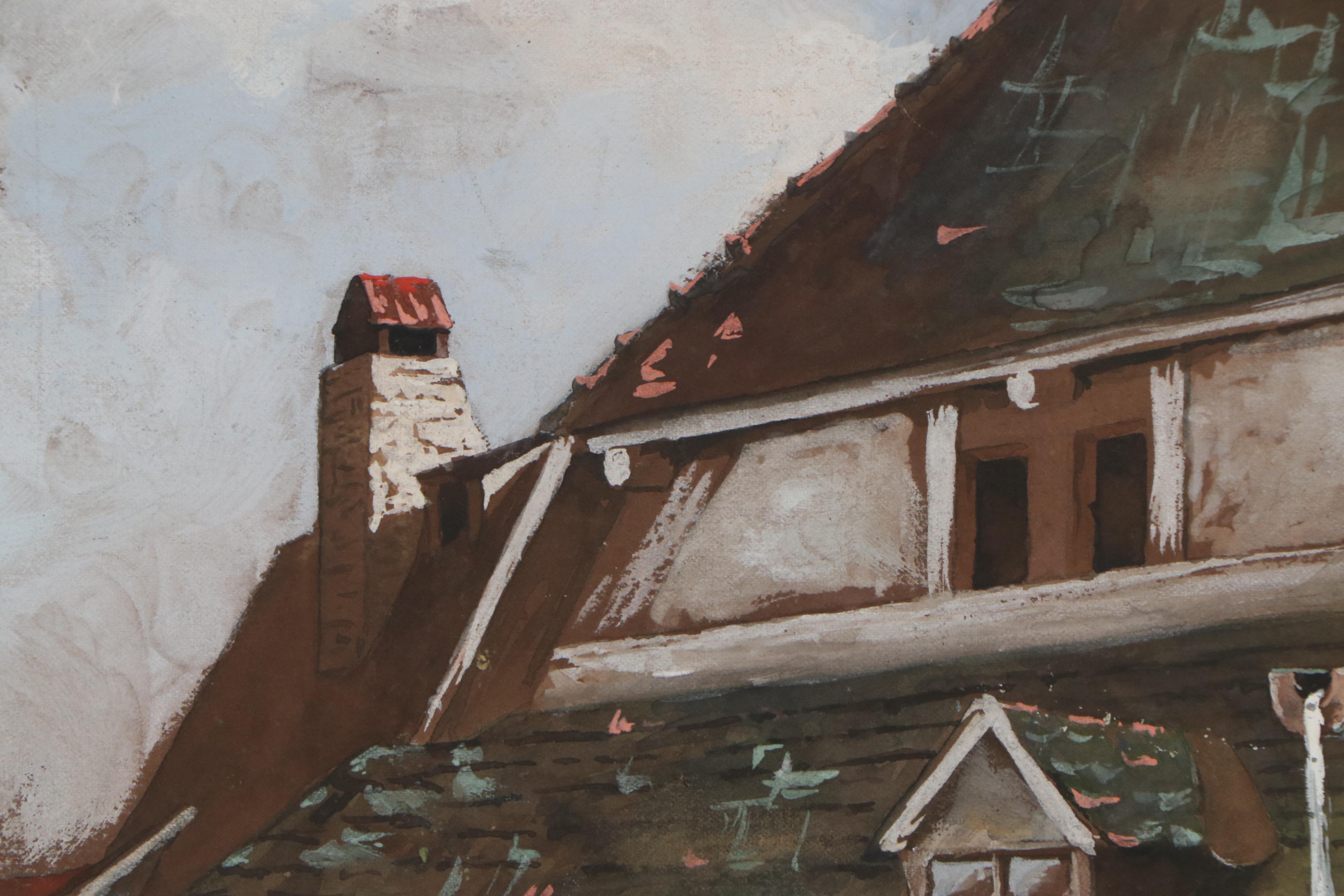 Gouache Painting of a Stilt House, 1923