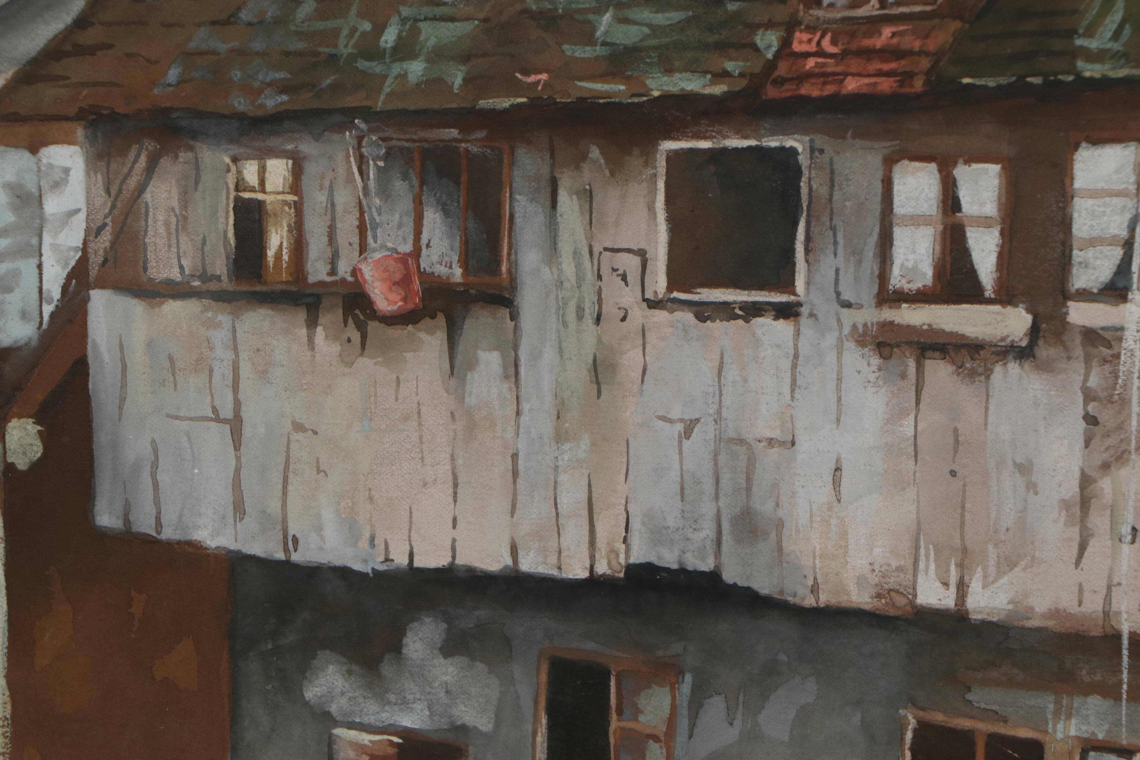 Gouache Painting of a Stilt House, 1923