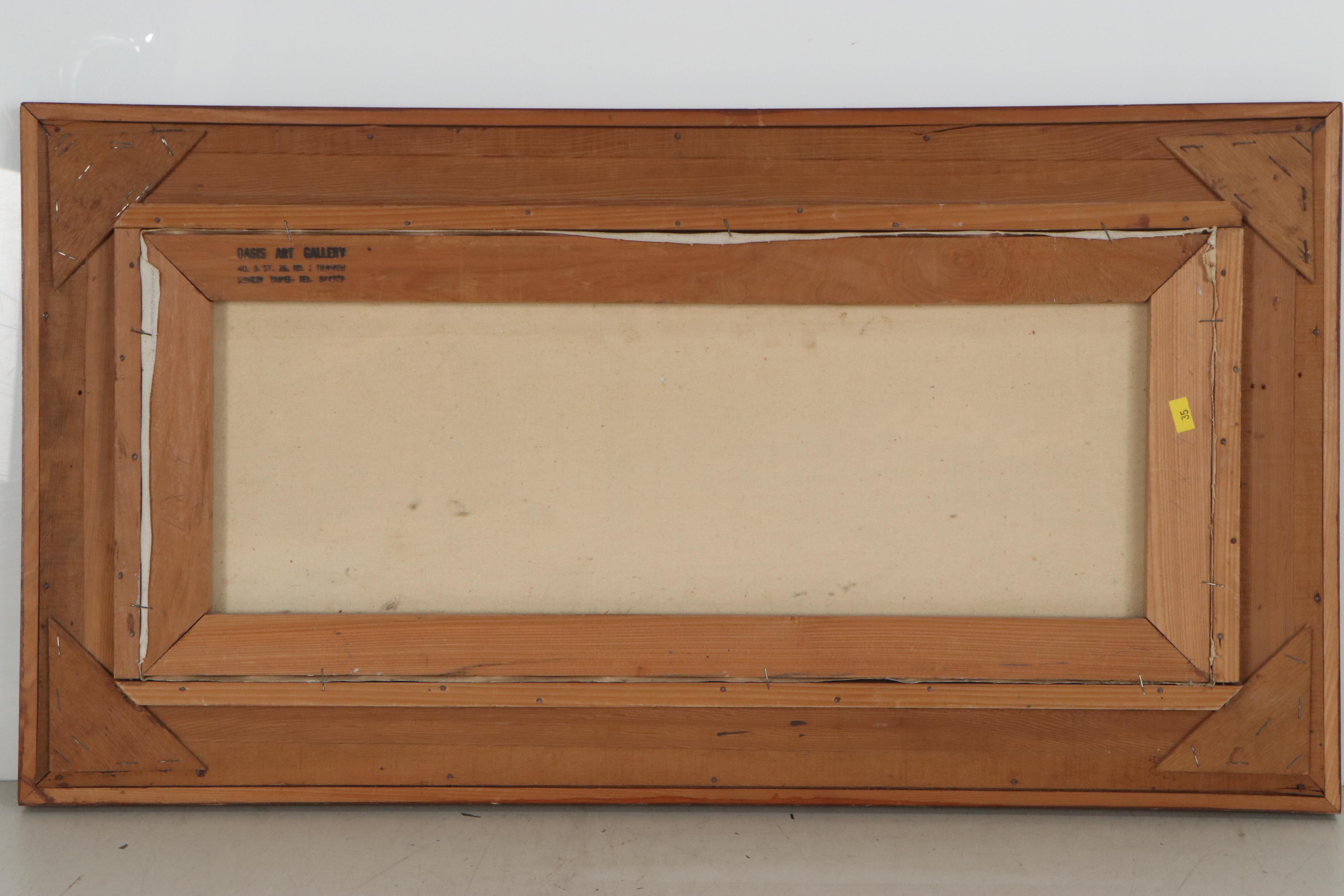 Winter Farm Scene Acrylic Painting, Late 20th Century