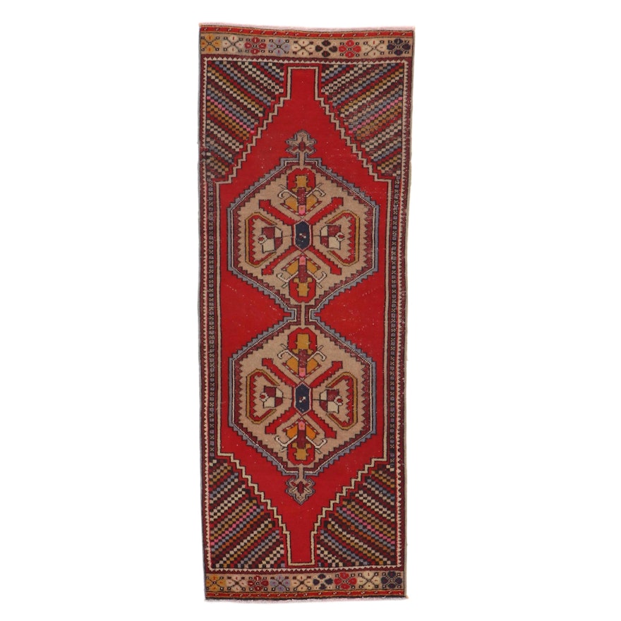 3'3 x 8'8 Hand-Knotted Turkish Village Long Rug, 1930s