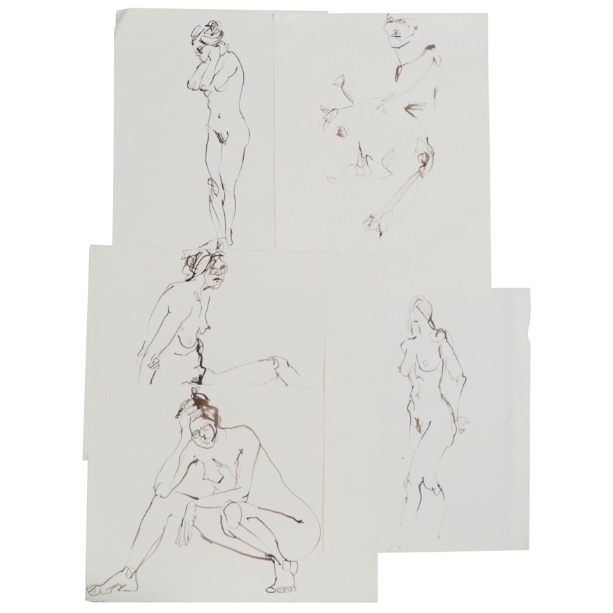 John Tuska Figural Nude Ink Drawings