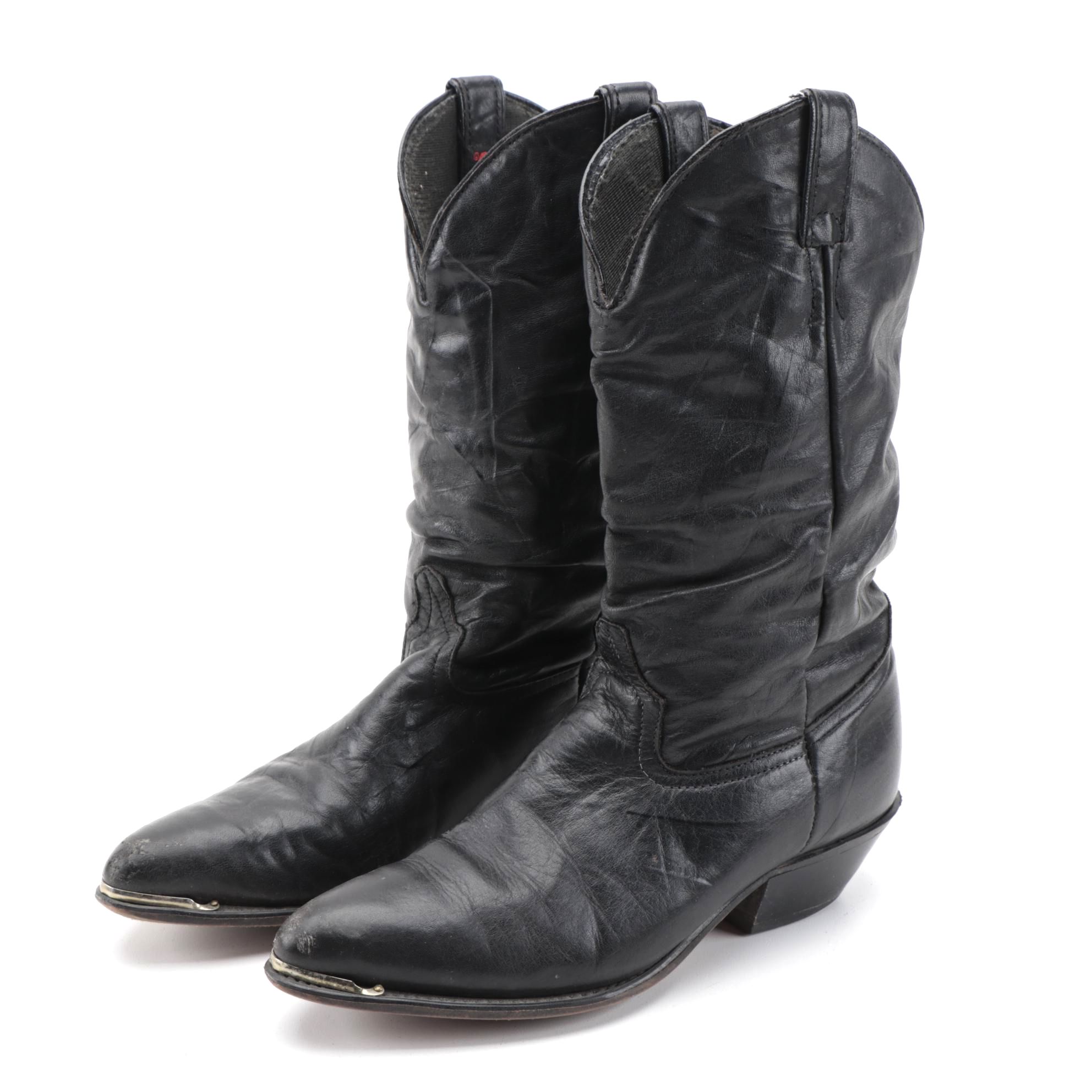 Laredo Black Leather Mid-Calf Toe Strap Boots with Merrell Shoe Box