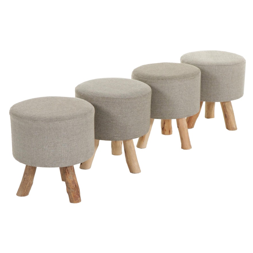 Mercana Algoma Upholstered Stools with Rustic Wood Legs