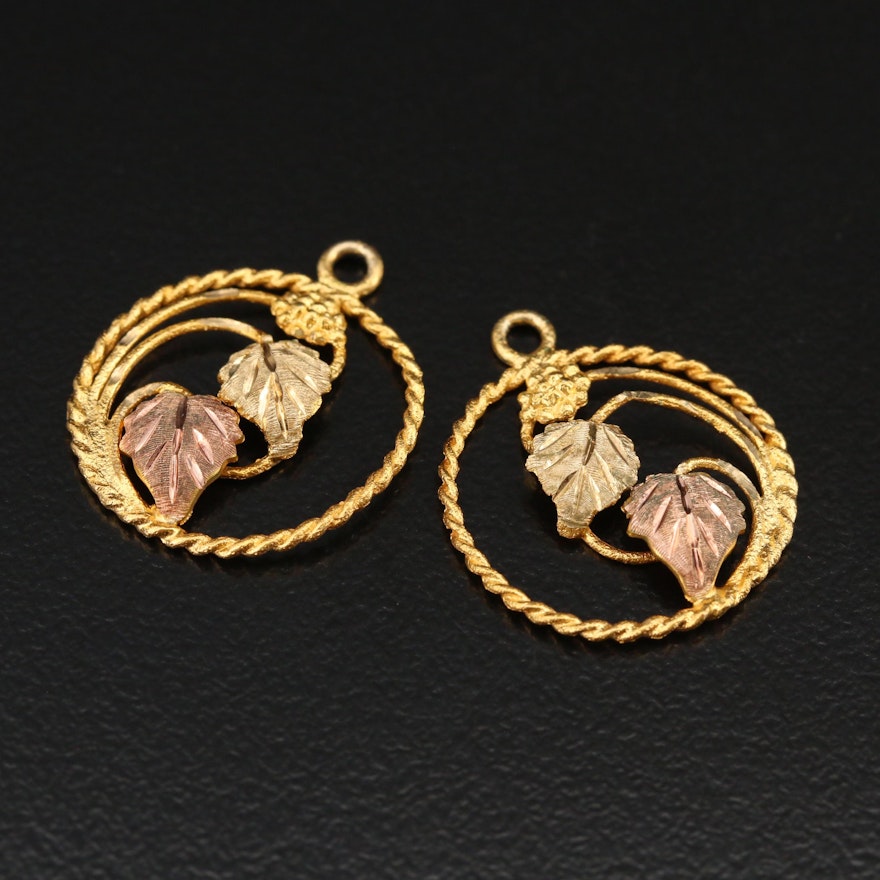 10K Foliate Earring Enhancers with Rose Gold Accents