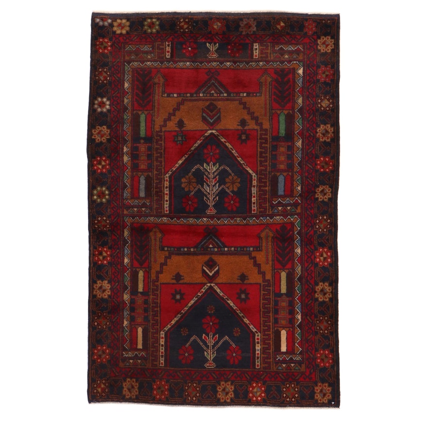 3'0 x 4'9 Hand-Knotted Persian Baluch Prayer Rug, 2000s