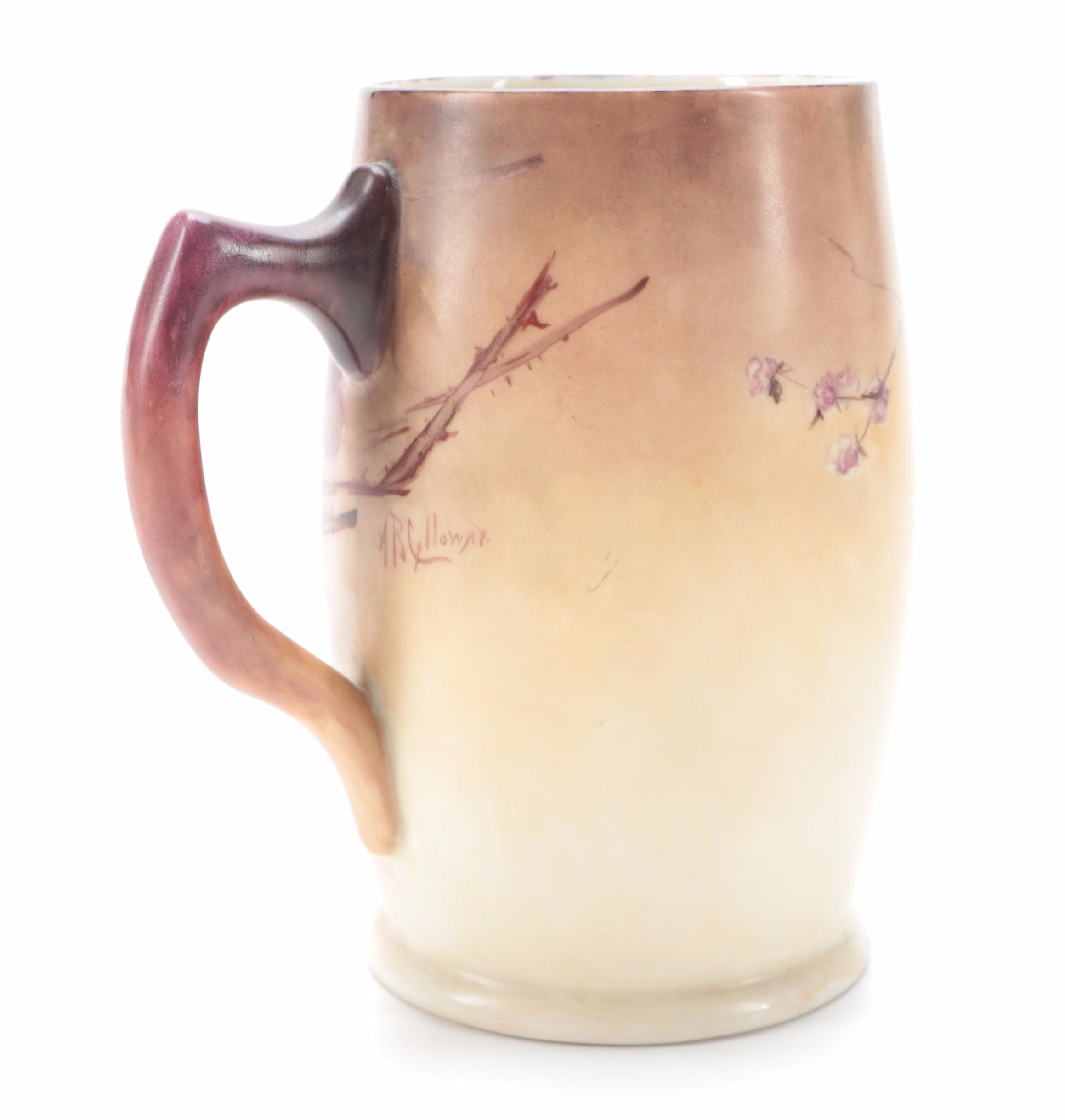 Willets Belleek and Limoges Hand-Painted Tankards, Late 19th/ Early 20th Century