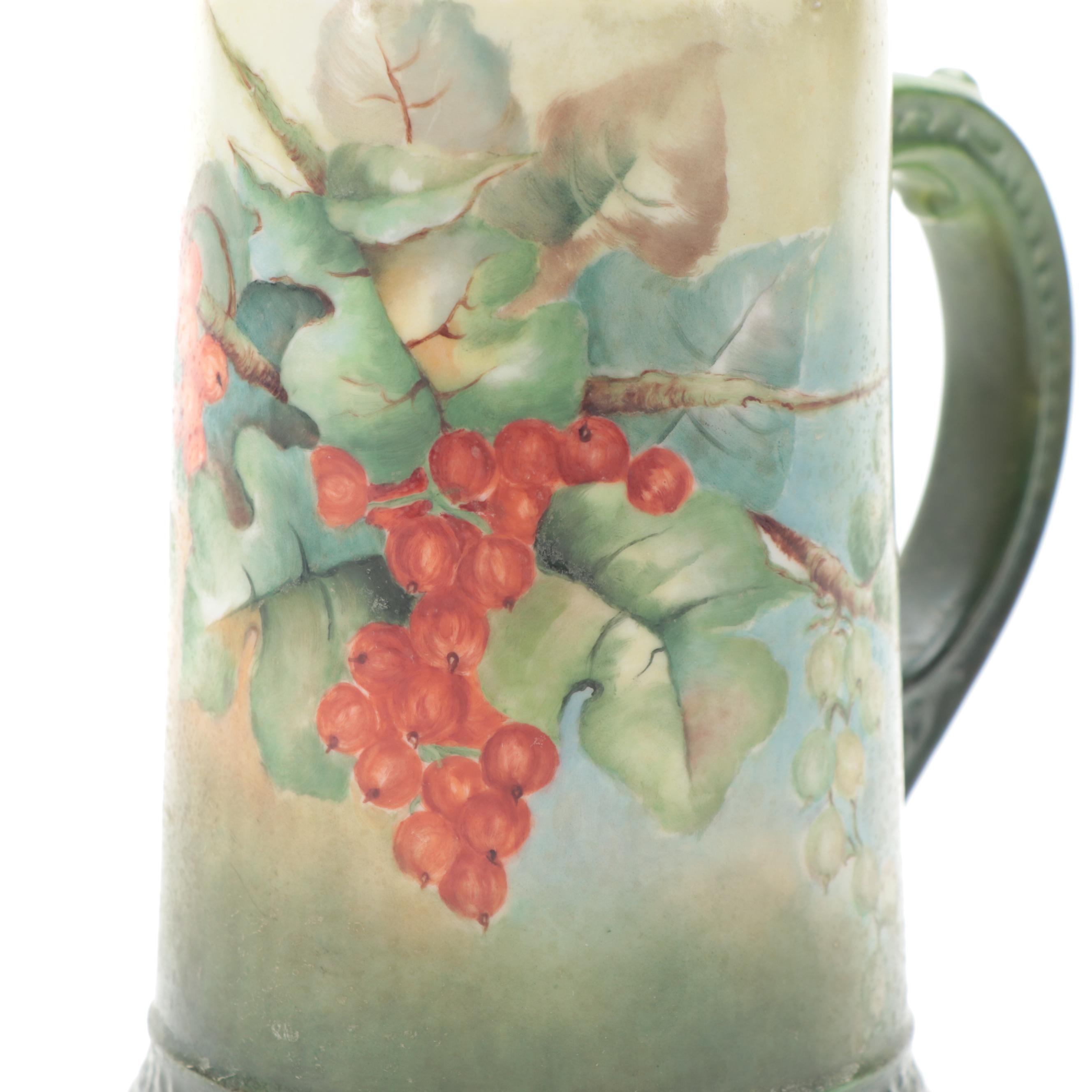 Willets Belleek and Limoges Hand-Painted Tankards, Late 19th/ Early 20th Century