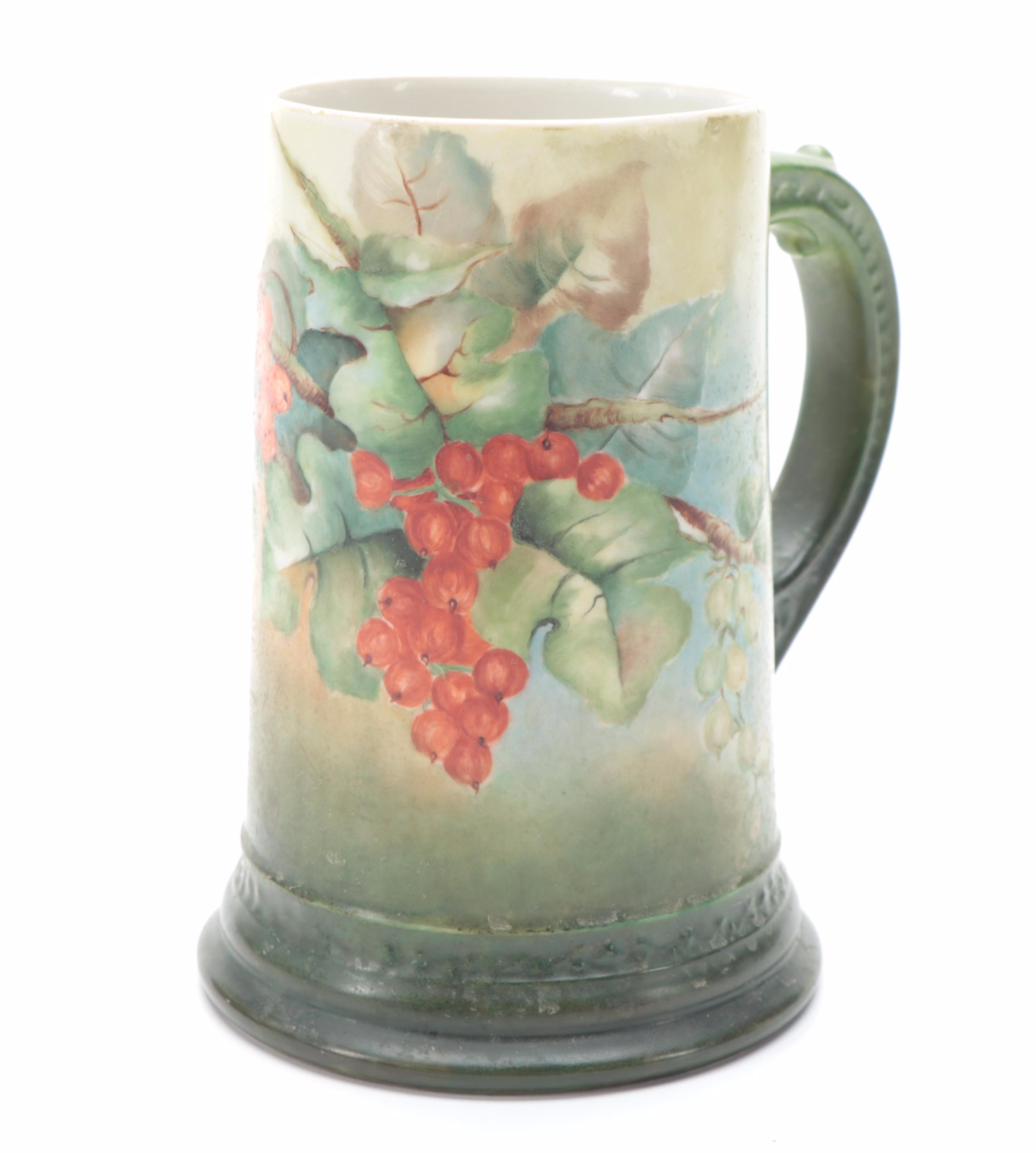 Willets Belleek and Limoges Hand-Painted Tankards, Late 19th/ Early 20th Century