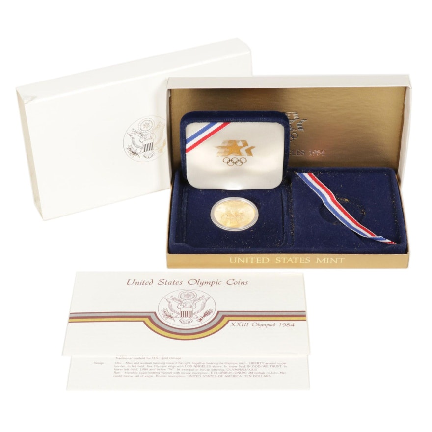 United States 1984-W Proof Olympic Gold Ten Dollar Coin