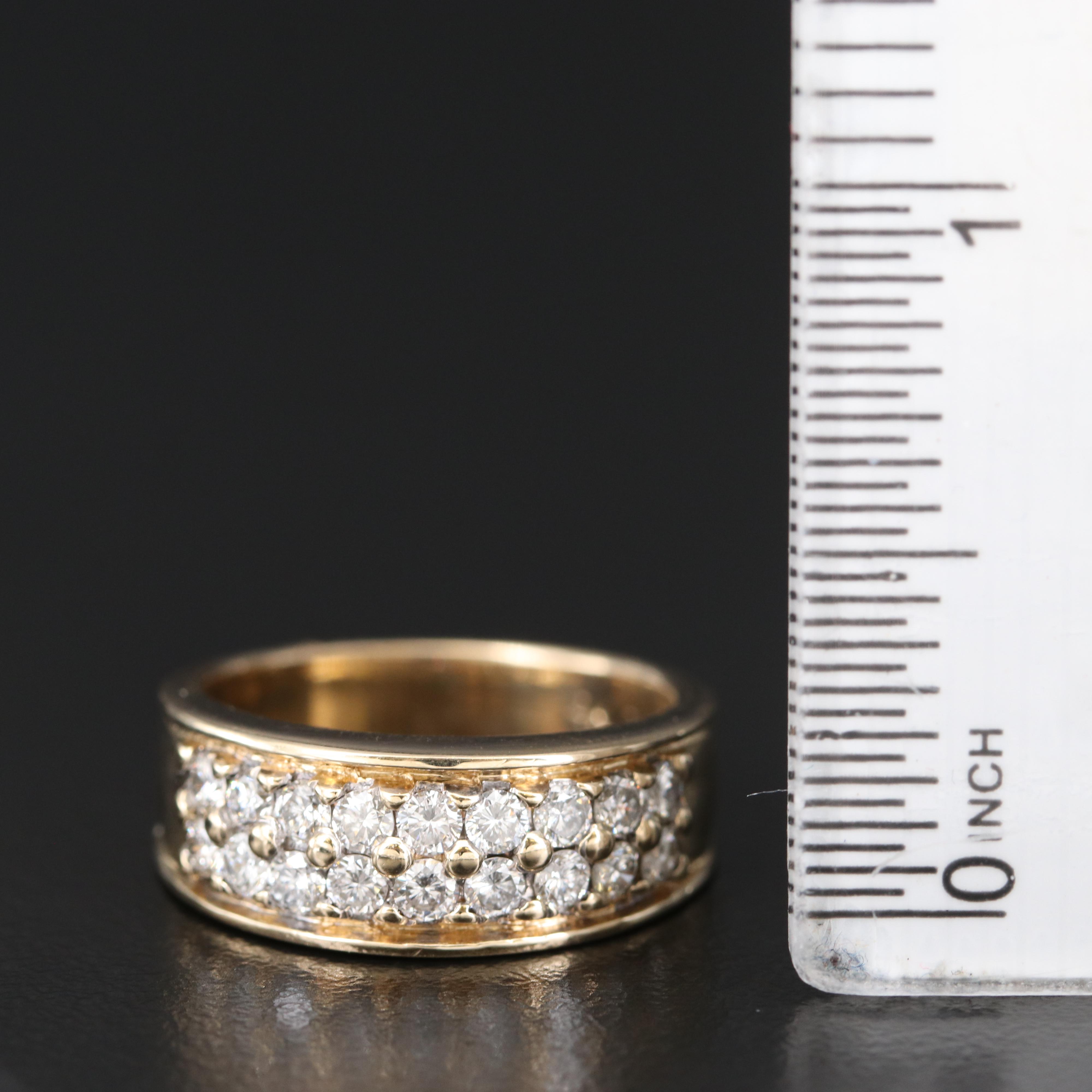 14K Diamond Double Row Band