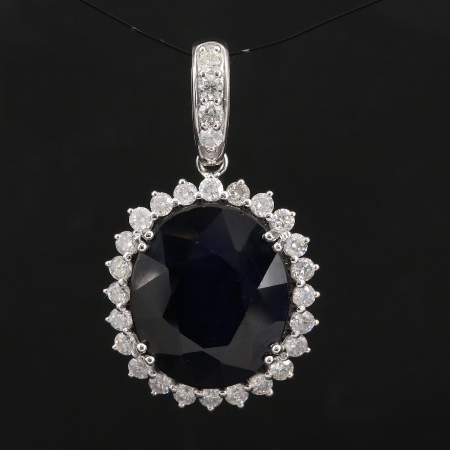 14K Sapphire and 1.04 CTW Diamond Pendant