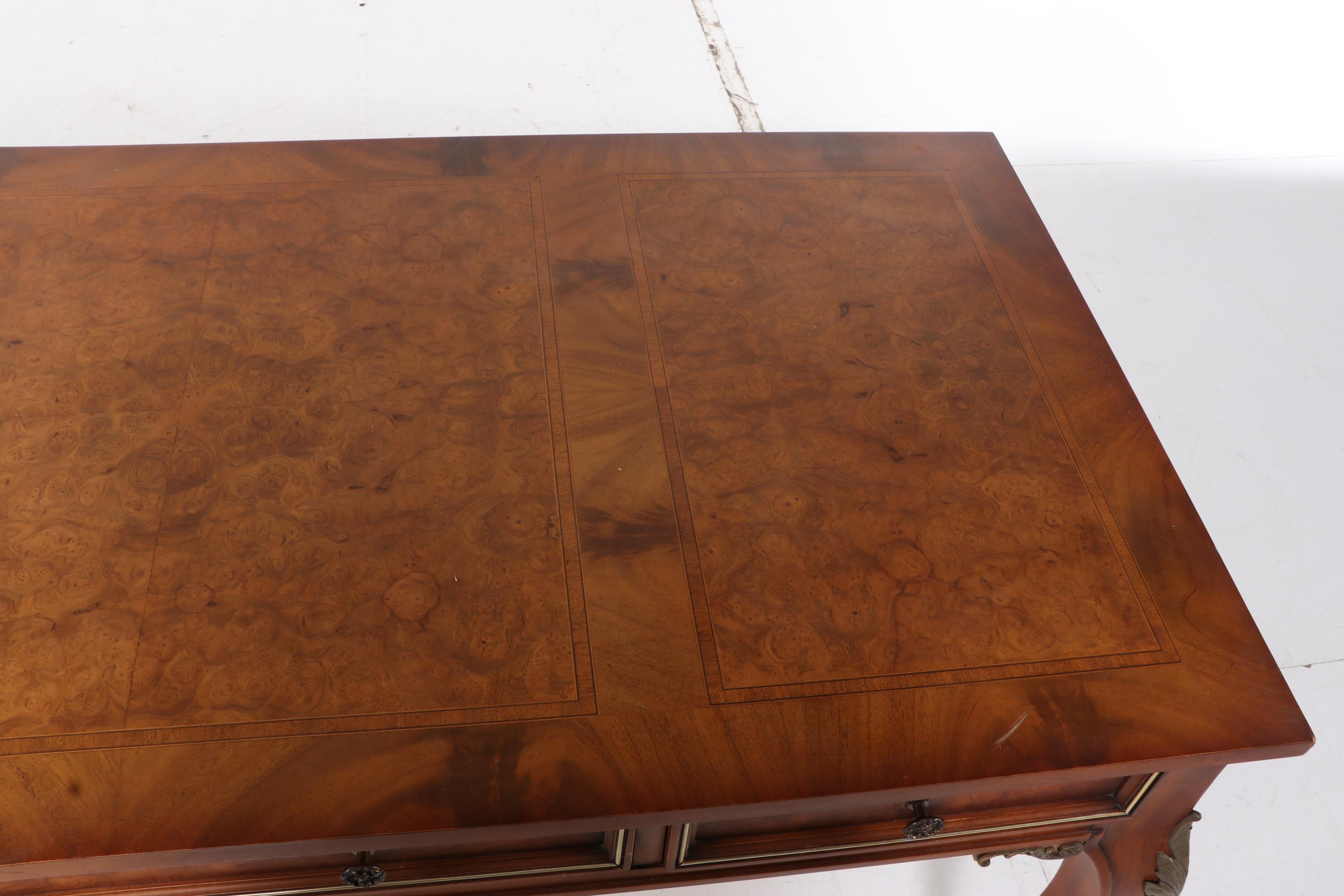 Metz Louis XV Style Walnut Desk with Fairfield Caned-Back Armchair