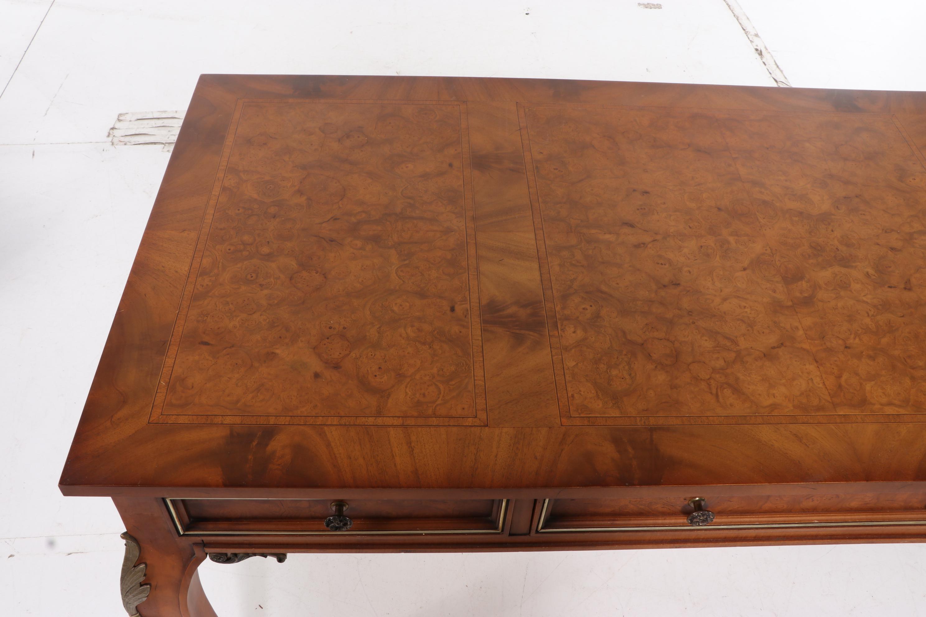 Metz Louis XV Style Walnut Desk with Fairfield Caned-Back Armchair