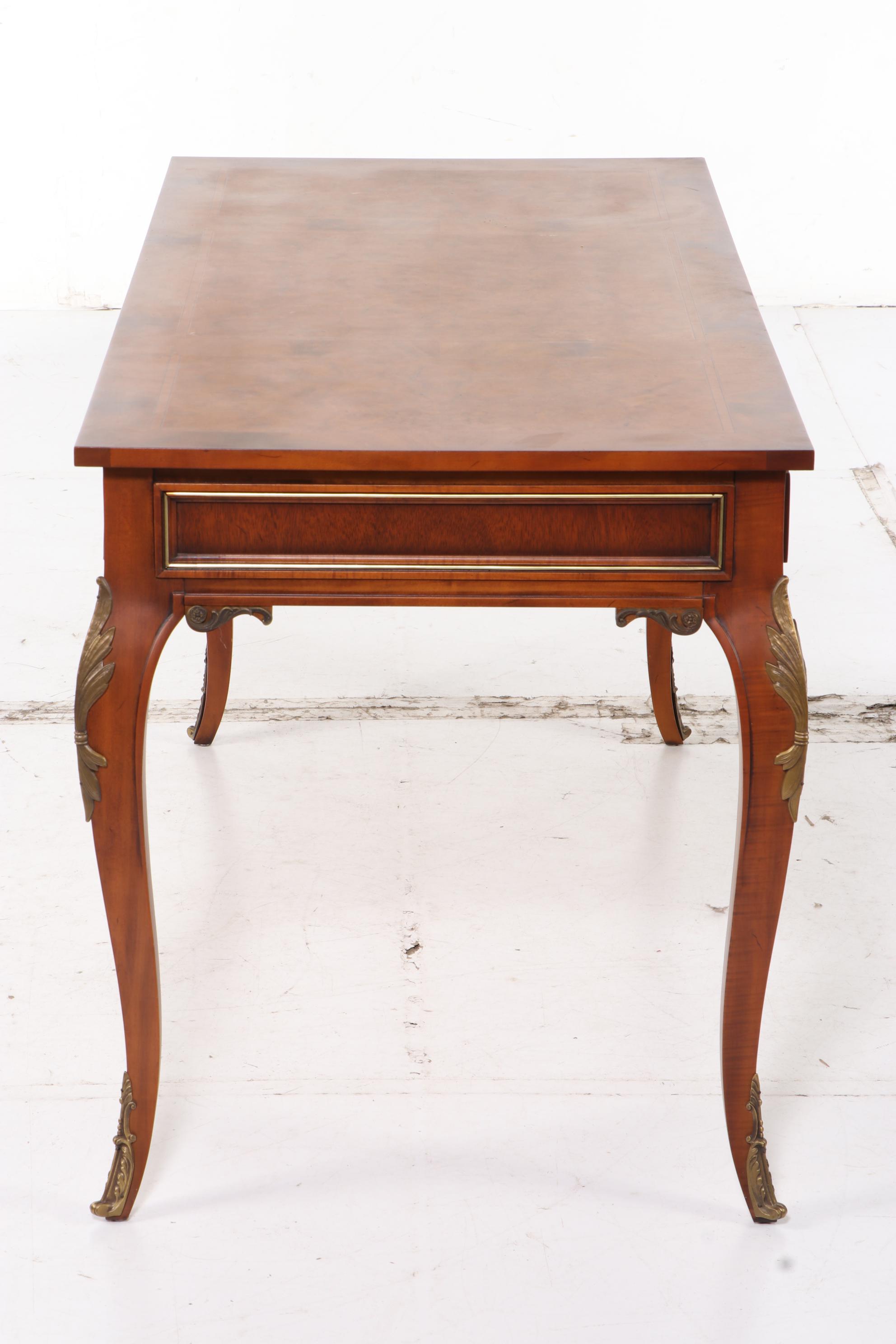Metz Louis XV Style Walnut Desk with Fairfield Caned-Back Armchair