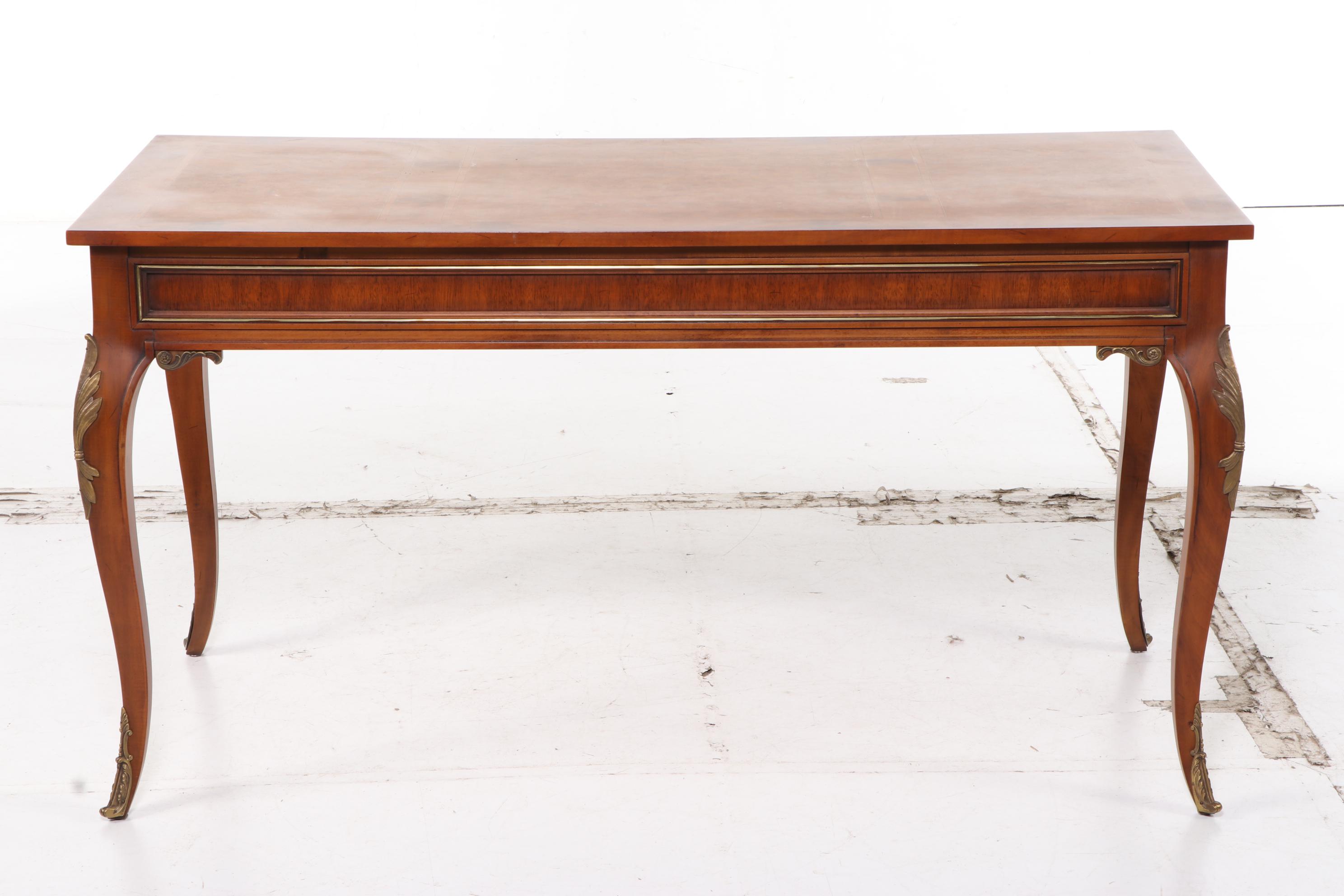 Metz Louis XV Style Walnut Desk with Fairfield Caned-Back Armchair