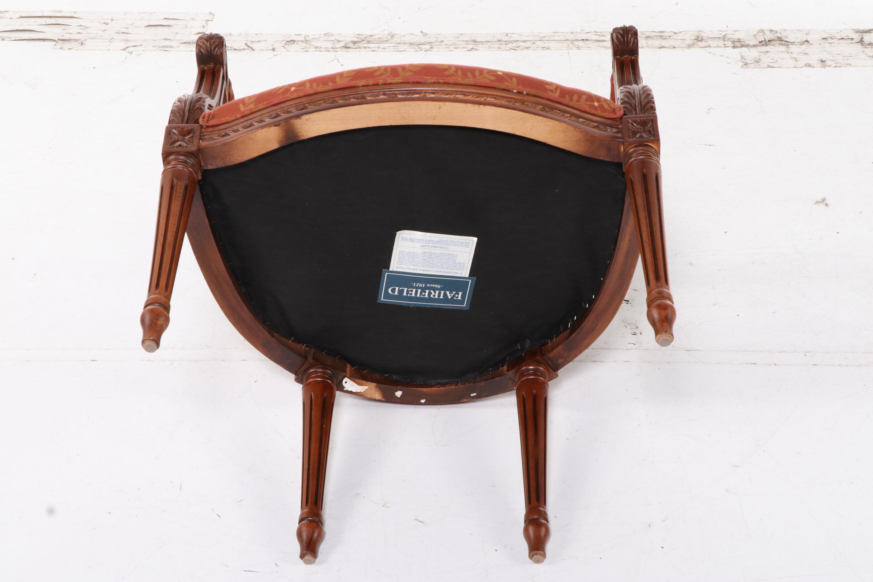 Metz Louis XV Style Walnut Desk with Fairfield Caned-Back Armchair