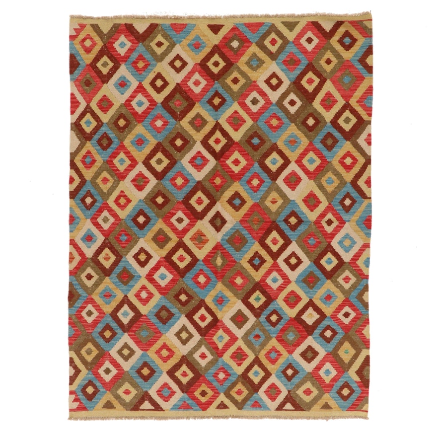 4'10 x 6'7 Handwoven Afghan Kilim Wool Area Rug