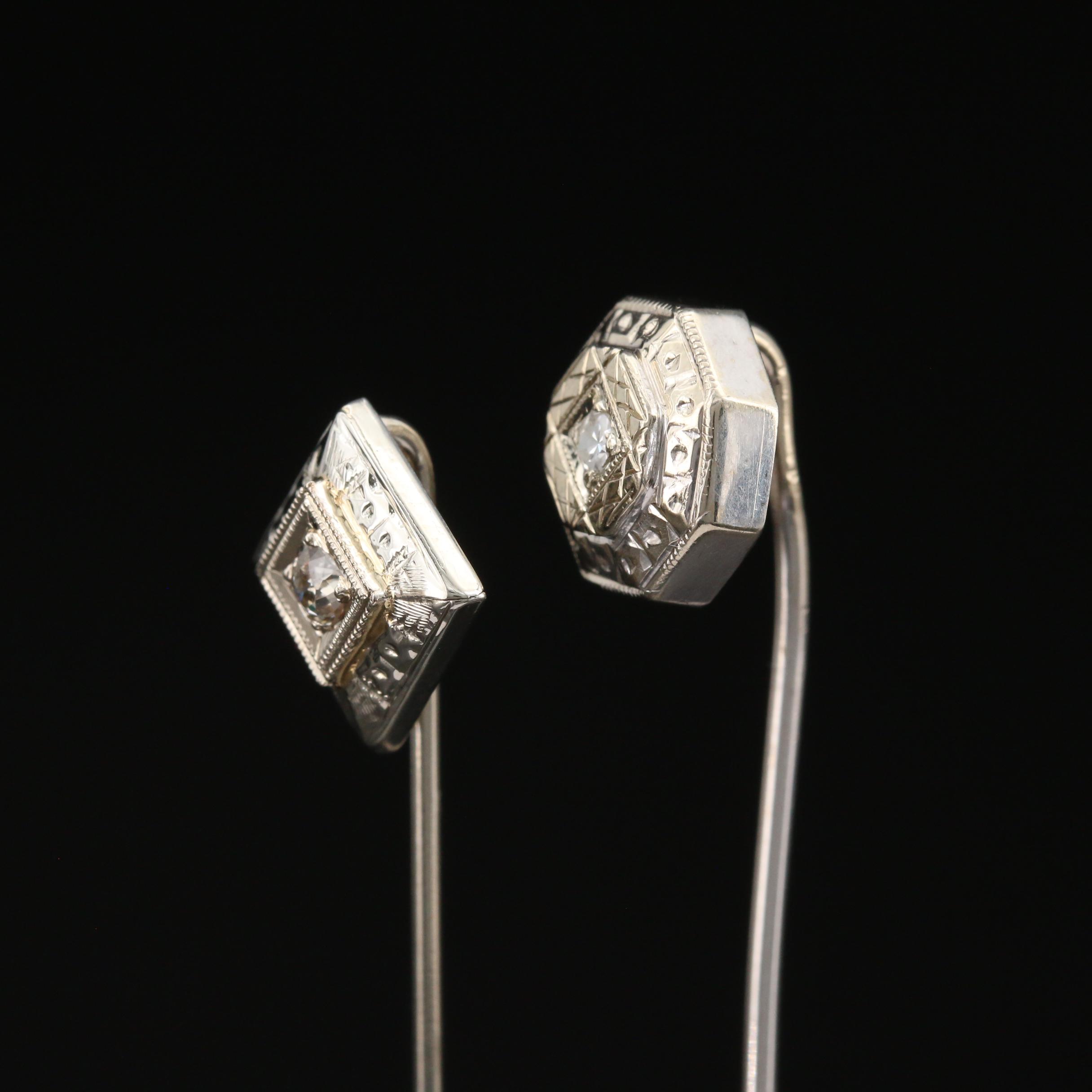 Art Deco 14K Diamond Stick Pins