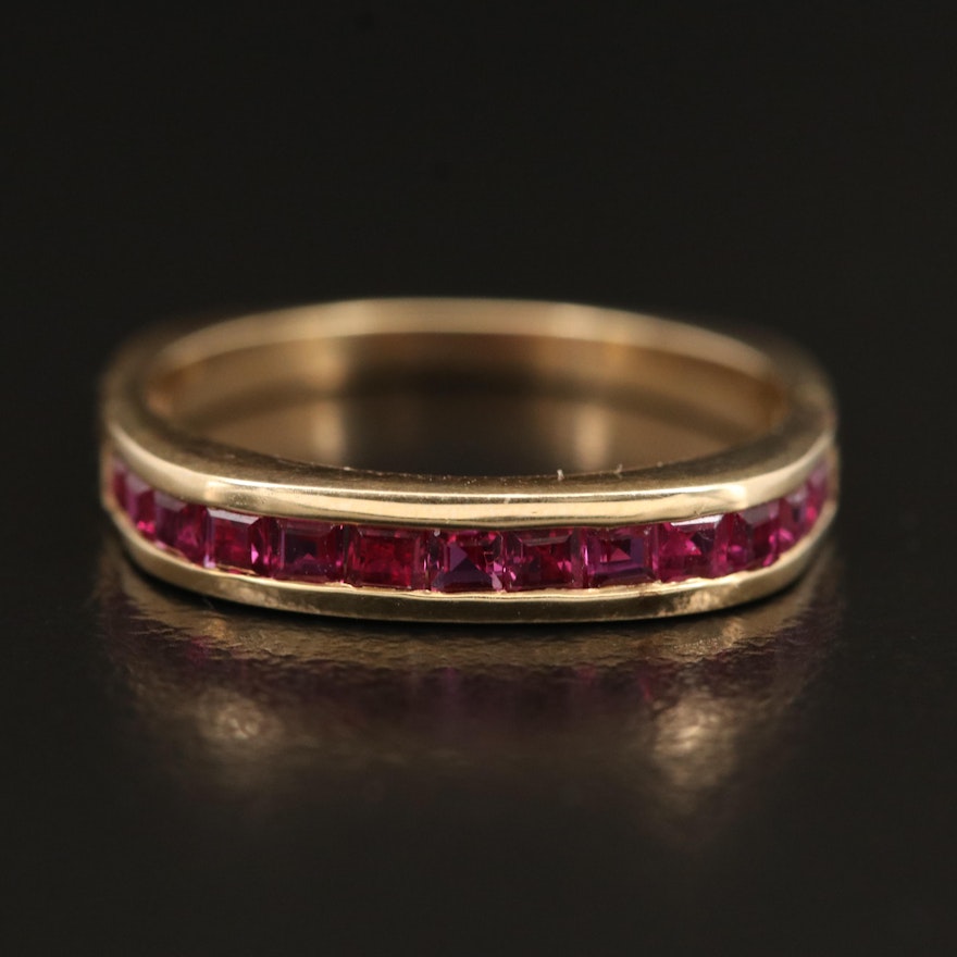 14K Ruby Chanel Band with Euro Shank