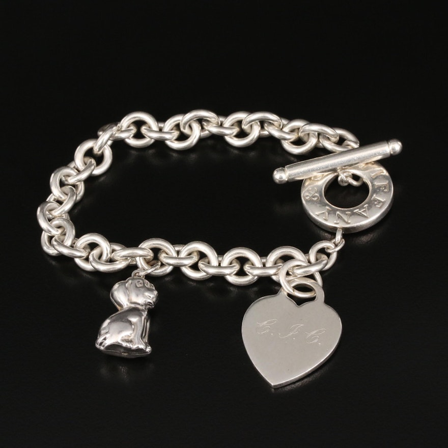 Tiffany & Co. Sterling Toggle Bracelet with Heart Charm