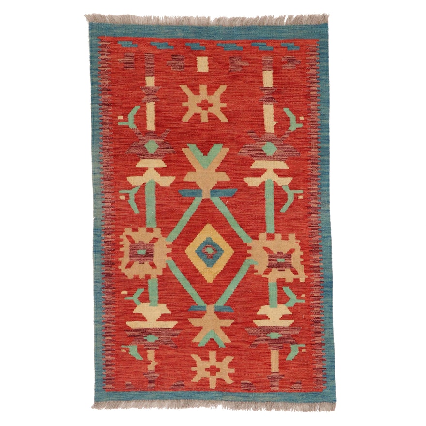 2'8 x 4'5 Handwoven Afghan Kilim Accent Rug