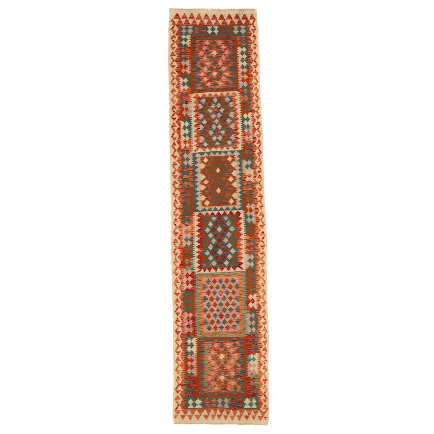 2'11 x 12'10 Handwoven Afghan Kilim Carpet Runner