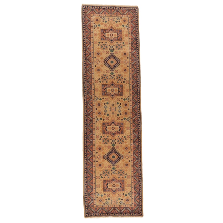 2'8 x 9'8 Hand-Knotted Afghan Kazak Wool Carpet Runner