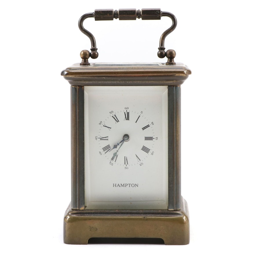 Hampton Brass 11 Jewels Carriage Clock, Late 20th Century