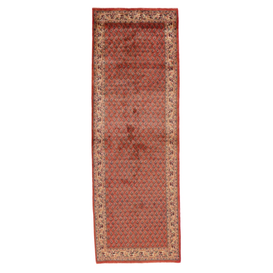 3'6 x 10'3 Hand-Knotted Persian Mir Sarouk Long Rug, 1970s
