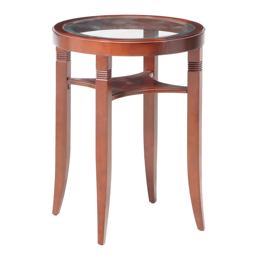 Bombay Company Mahogany End Table with Inset Glass