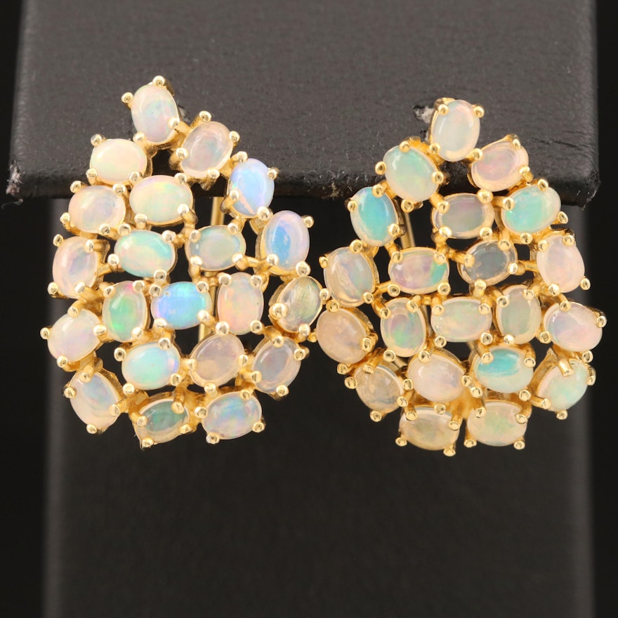 Sterling Opal Cluster Earrings