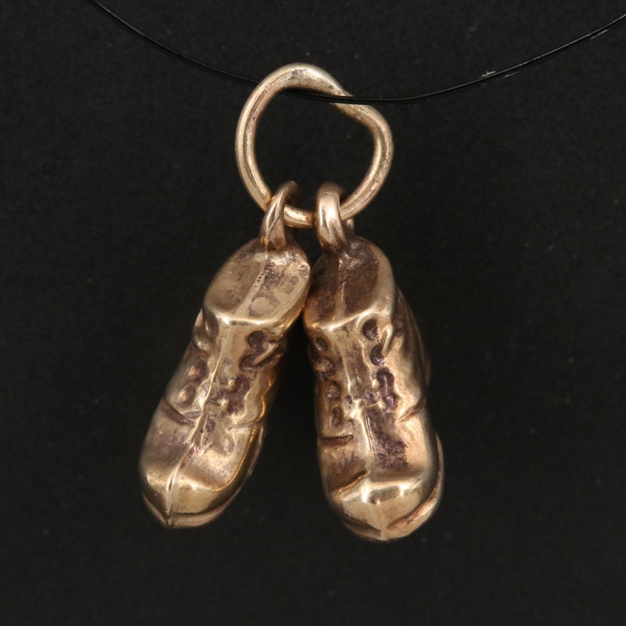 Vintage 9K Pair of Shoes Charm