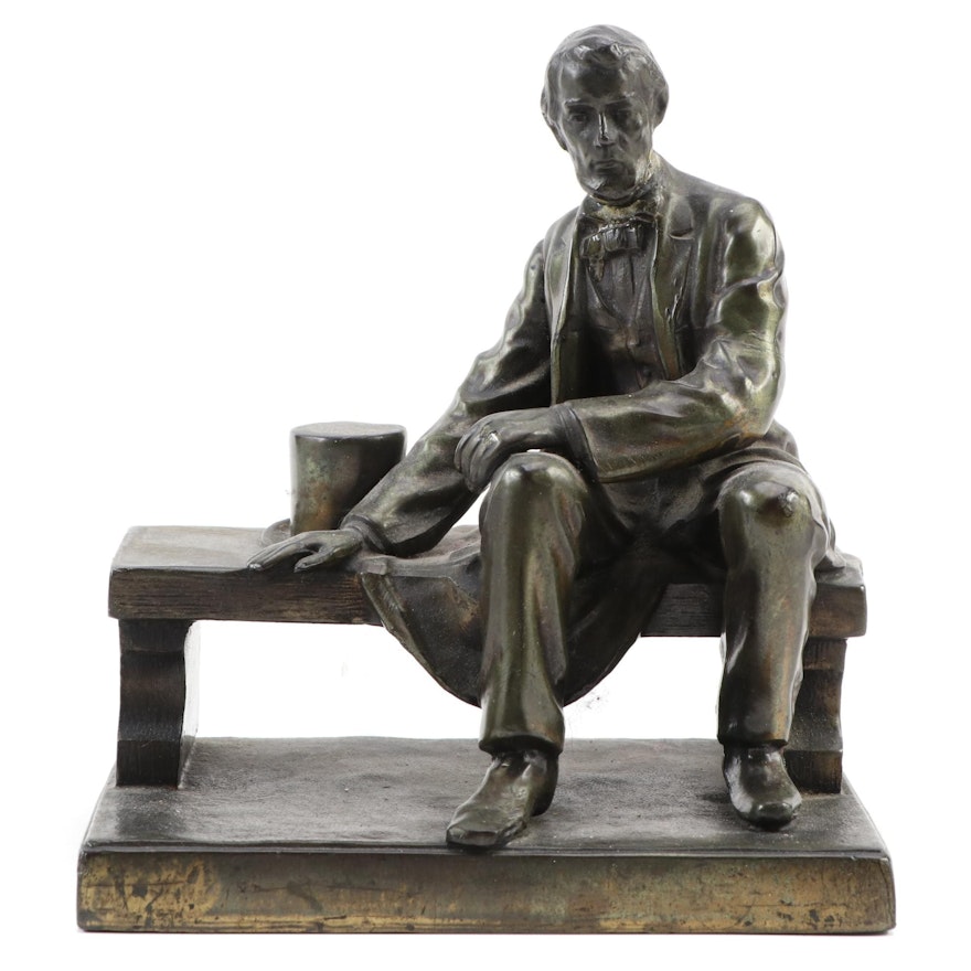 Brass Figurine after Gutzon Borglum "Seated Lincoln"