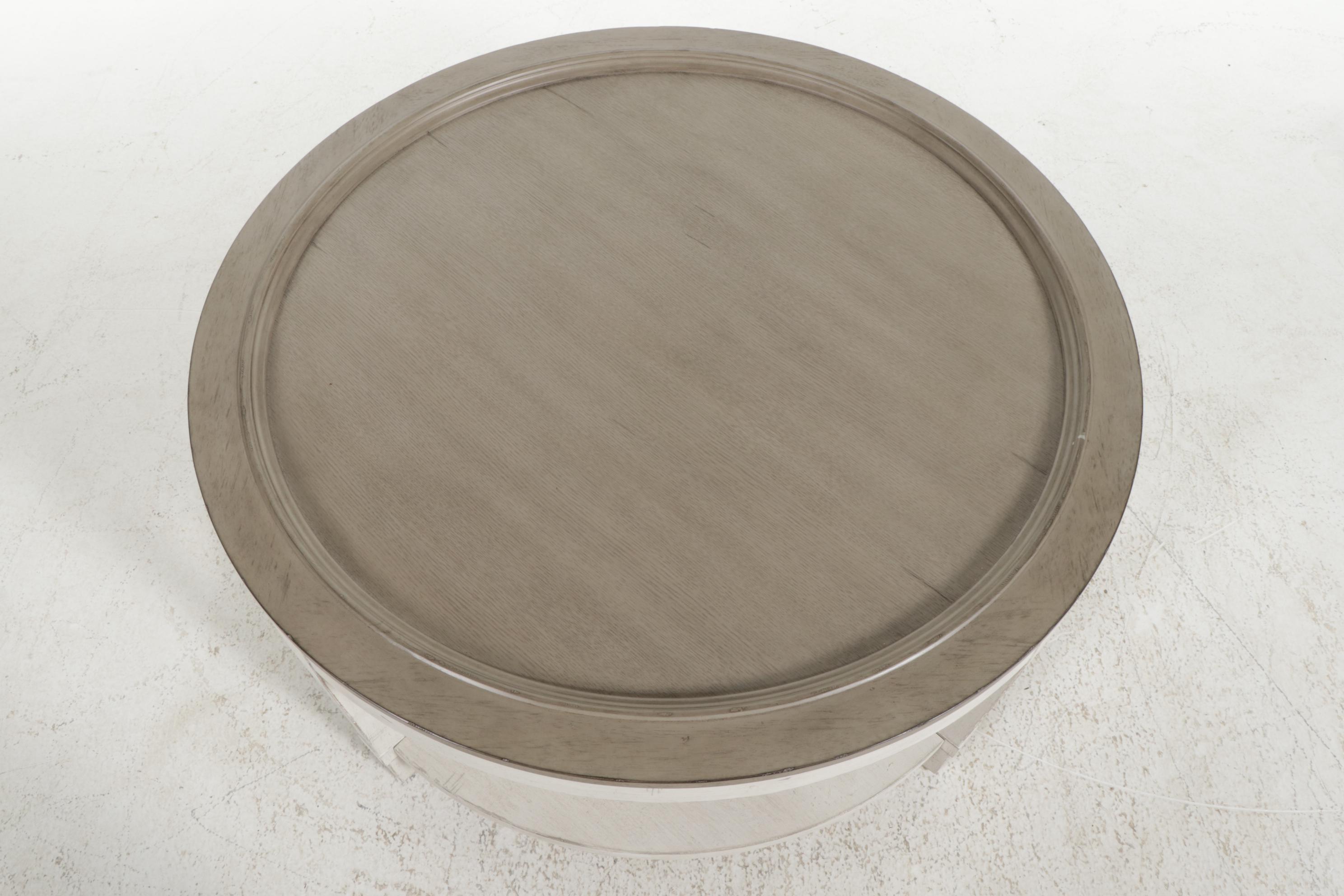 Bassett "Bella" Parcel Painted Wood Two-Tier Round Cocktail Table