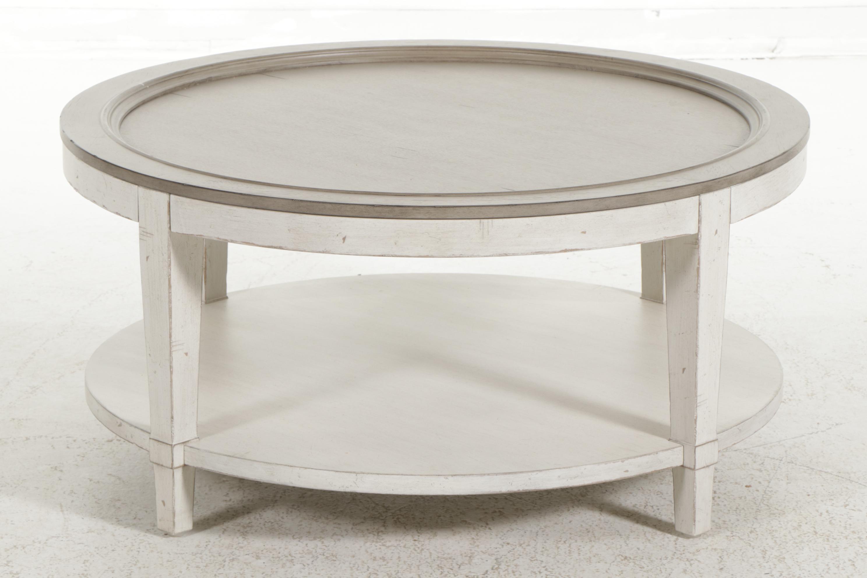 Bassett "Bella" Parcel Painted Wood Two-Tier Round Cocktail Table