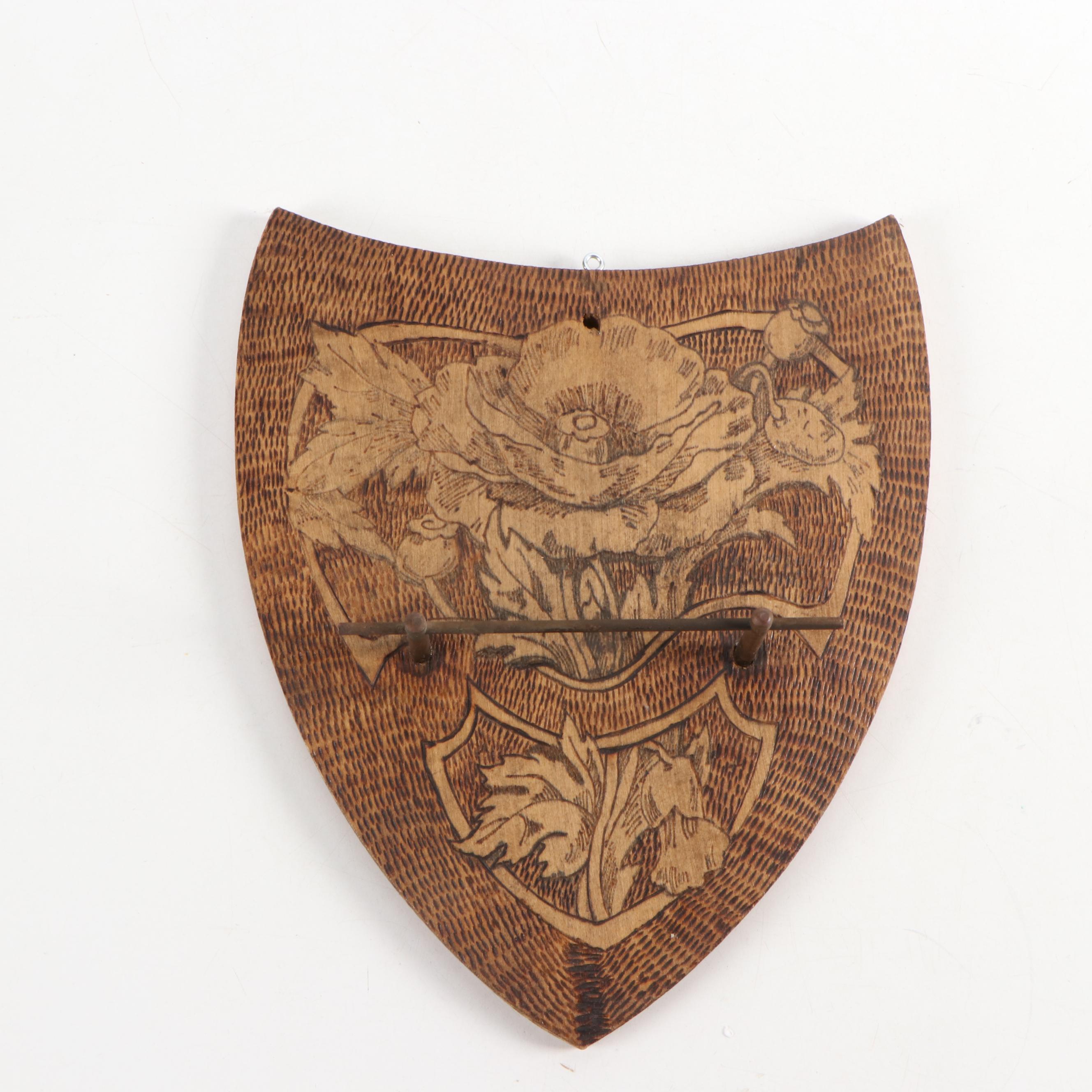 Flemish Art Co. Pyrography Rack with Other Tie Rack and Tie Box