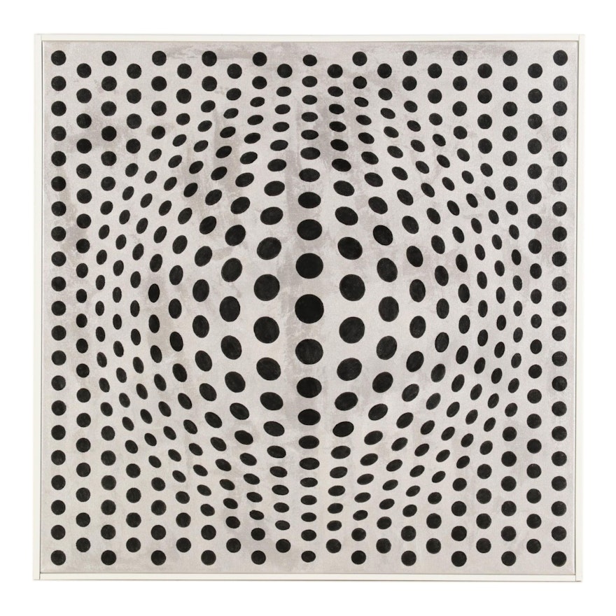 deSanto Op Art Acrylic Painting "Chasing Silver," 2021